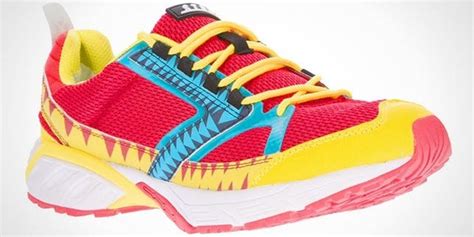 bright colored running shoes.